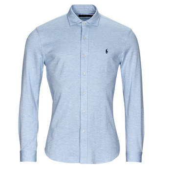 Kleidung Herren Langärmelige Hemden Polo Ralph Lauren CHEMISE COUPE DROITE Blau / Weiß