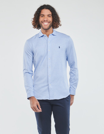 Kleidung Herren Langärmelige Hemden Polo Ralph Lauren CHEMISE COUPE DROITE Blau / Weiß