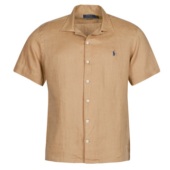 Kleidung Herren Kurzärmelige Hemden Polo Ralph Lauren CHEMISE COUPE DROITE EN LIN Kamel / Khaki