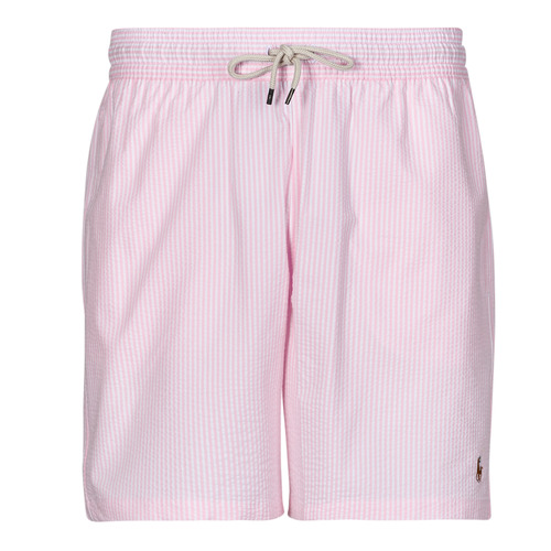 Kleidung Herren Badeanzug /Badeshorts Polo Ralph Lauren MAILLOT DE BAIN A RAYURES EN COTON MELANGE Weiß / Pink