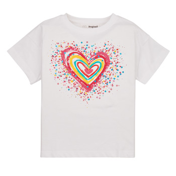 Kleidung Mädchen T-Shirts Desigual TS_HEART Weiß / Bunt
