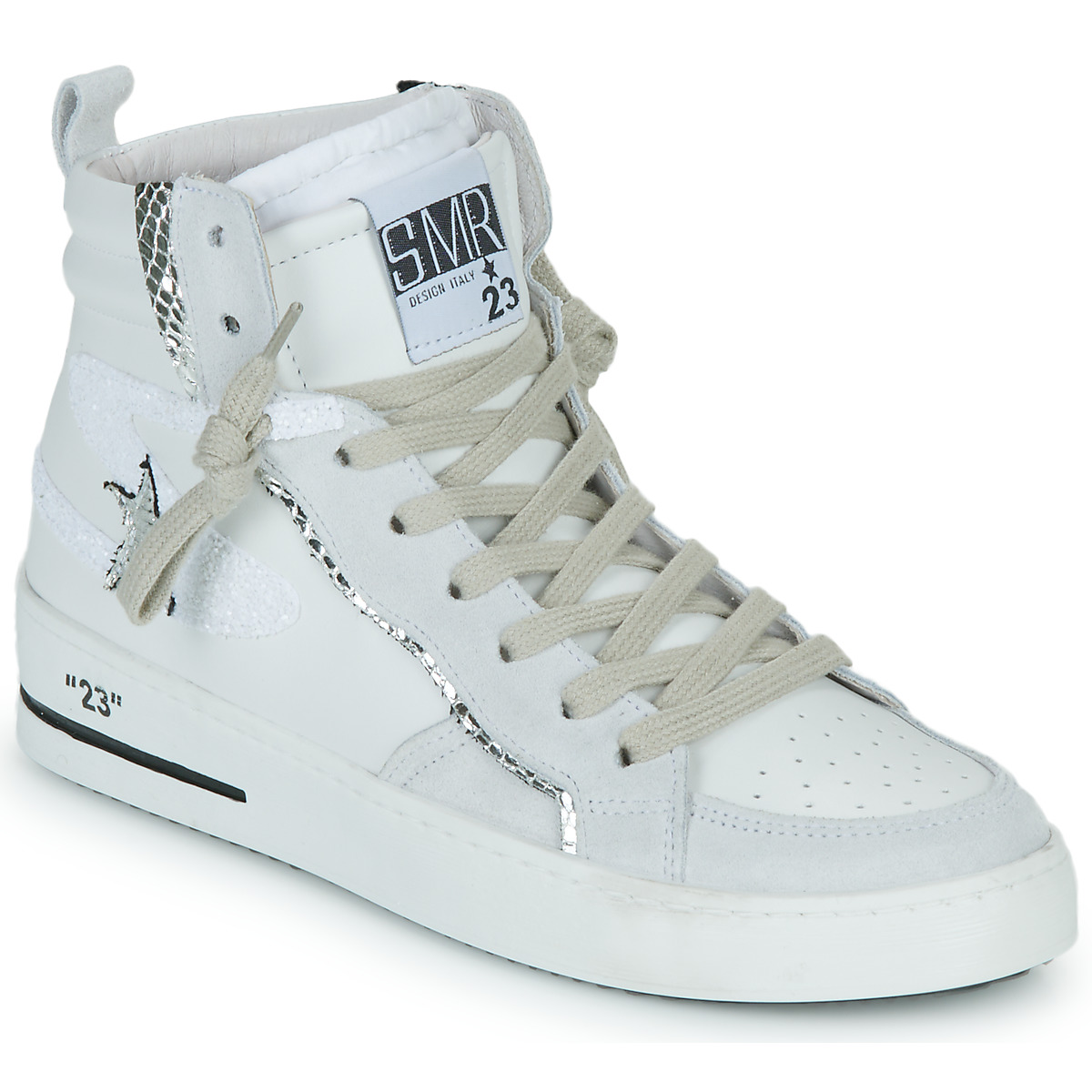 Schuhe Damen Sneaker High Semerdjian MARAL-9564 Weiß / Beige / Silbrig
