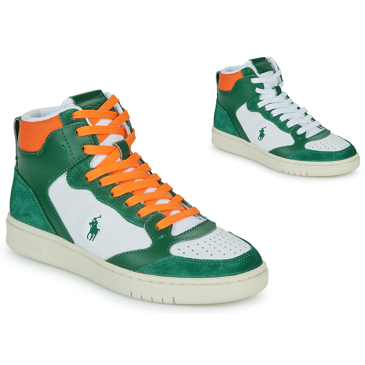 Schuhe Sneaker High Polo Ralph Lauren POLO CRT HGH-SNEAKERS-HIGH TOP LACE Weiß / Orange