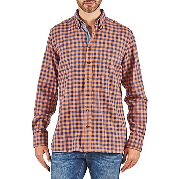 Abbigliamento Uomo Camicie maniche lunghe Hackett SOFT BRIGHT CHECK Arancio / Blu