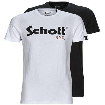 Kleidung Herren T-Shirts Schott TS 01 MC LOGO PACK X2 Weiß