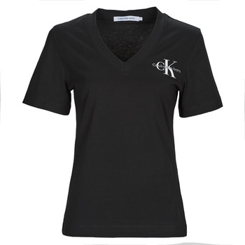 Vêtements Femme T-shirts manches courtes Calvin Klein Jeans MONOLOGO SLIM V-NECK TEE 