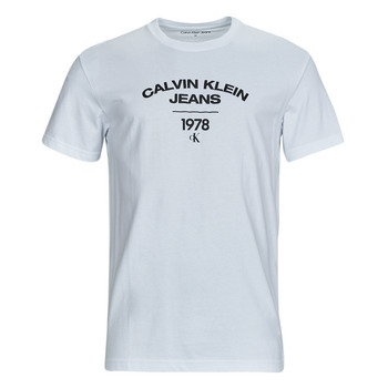Kleidung Herren T-Shirts Calvin Klein Jeans VARSITY CURVE LOGO T-SHIRT Weiß