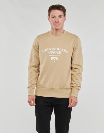 Kleidung Herren Sweatshirts Calvin Klein Jeans VARSITY CURVE CREW NECK Beige