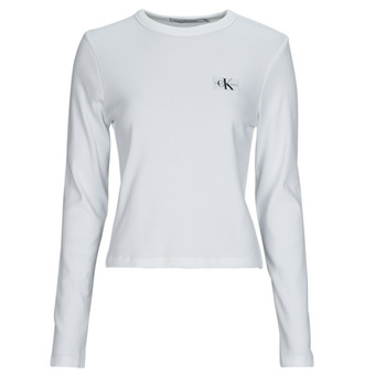 Abbigliamento Donna T-shirts a maniche lunghe Calvin Klein Jeans WOVEN LABEL RIB LONG SLEEVE 