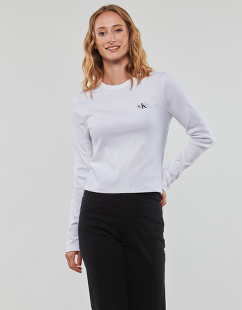Abbigliamento Donna T-shirts a maniche lunghe Calvin Klein Jeans WOVEN LABEL RIB LONG SLEEVE 