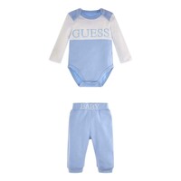 Kleidung Jungen Kleider & Outfits Guess MID ORGANIC COTON Weiß / Blau