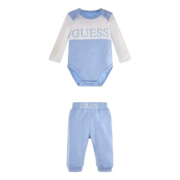 Kleidung Jungen Kleider & Outfits Guess MID ORGANIC COTON Weiß / Blau
