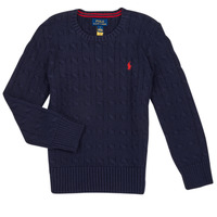 Kleidung Kinder Pullover Polo Ralph Lauren LS CABLE CN-TOPS-SWEATER Marineblau