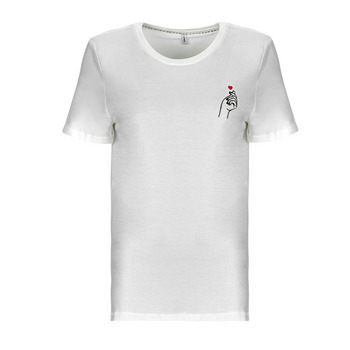 Kleidung Damen T-Shirts Only ONLSILLE S/S HEART TOP CS JRS Weiß