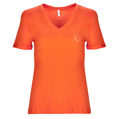 Kleidung Damen T-Shirts Only ONLKITA S/S V-NECK HEART TOP BOX CS JRS Orange