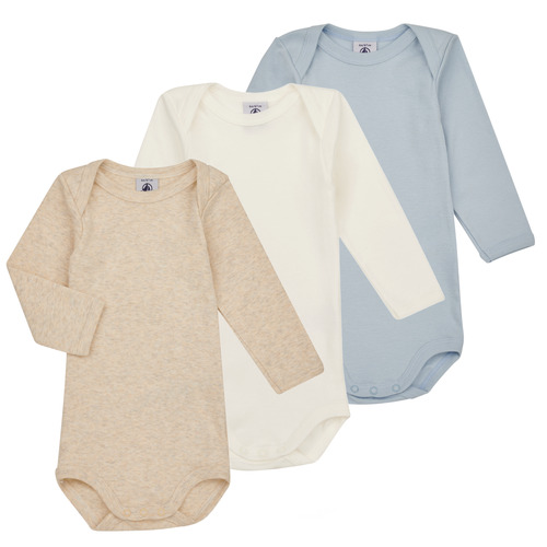 Kleidung Kinder Pyjamas/ Nachthemden Petit Bateau BODY US ML PASTEL PACK X3 Blau / Weiß / Beige
