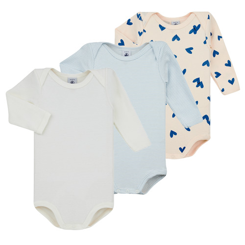 Kleidung Kinder Pyjamas/ Nachthemden Petit Bateau BODY US ML LOVSCOTCH PACK X3 Marineblau / Beige / Weiß