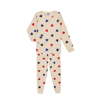 Kleidung Mädchen Pyjamas/ Nachthemden Petit Bateau LERRY Weiß / Rot / Marineblau