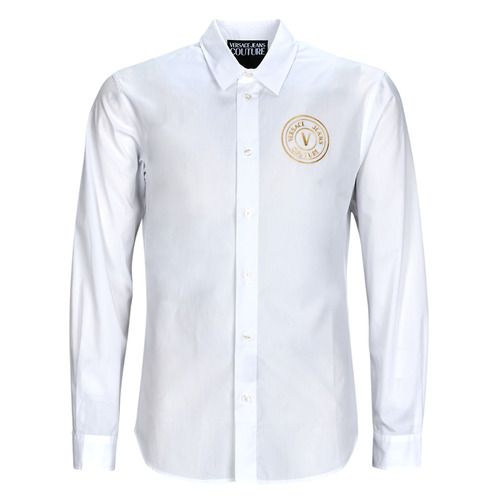 Kleidung Herren Langärmelige Hemden Versace Jeans Couture GALYS2 Weiß / Golden