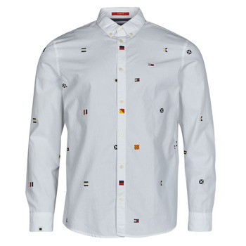 Kleidung Herren Langärmelige Hemden Tommy Jeans TJM CLSC FLAG CRITTER SHIRT Weiß