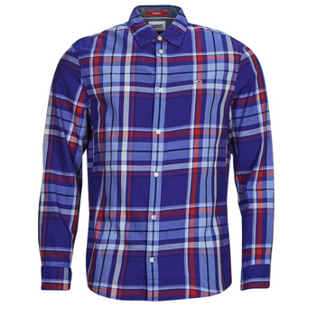 Kleidung Herren Langärmelige Hemden Tommy Jeans TJM CLSC ESSENTIAL CHECK SHIRT Marineblau / Weiß / Rot