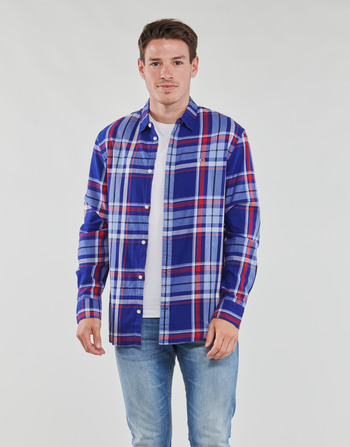 Kleidung Herren Langärmelige Hemden Tommy Jeans TJM CLSC ESSENTIAL CHECK SHIRT Marineblau / Weiß / Rot