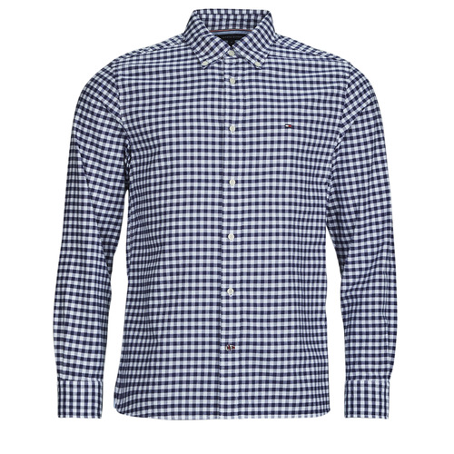 Kleidung Herren Langärmelige Hemden Tommy Hilfiger CLASSIC OXFORD GINGHAM RF SHIRT Marineblau / Weiß