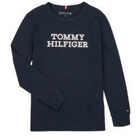 Kleidung Jungen Langarmshirts Tommy Hilfiger TOMMY HILFIGER LOGO TEE L/S Marineblau