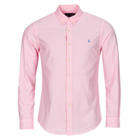 Kleidung Herren Langärmelige Hemden Polo Ralph Lauren CHEMISE AJUSTEE SLIM FIT EN OXFORD LEGER Pink