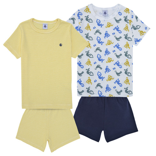 Kleidung Kinder Pyjamas/ Nachthemden Petit Bateau A0ABD X2 Blau / Gelb