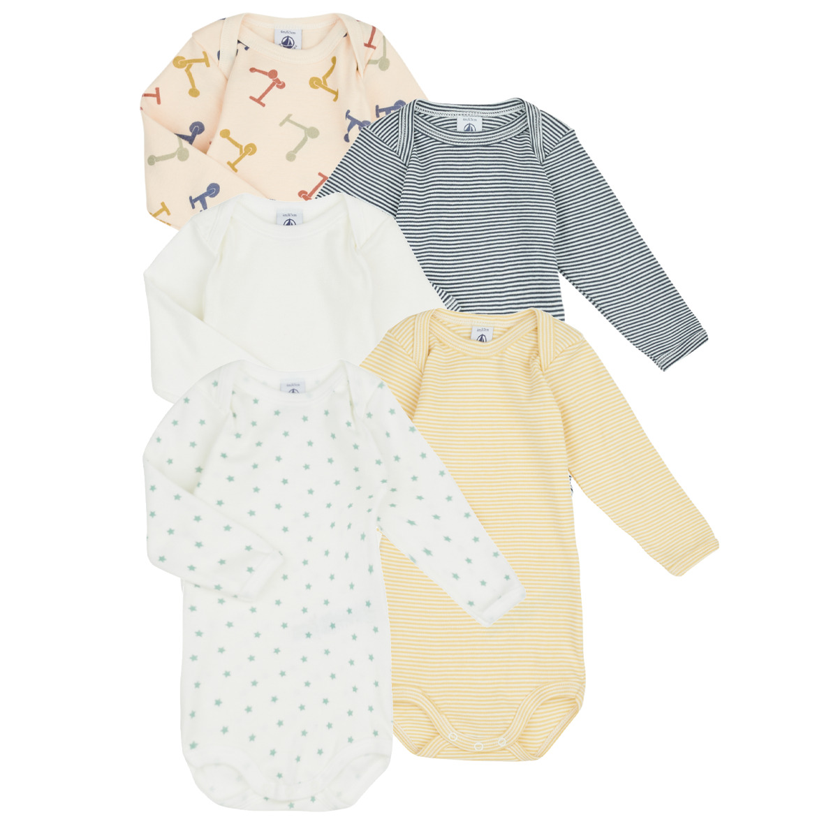 Kleidung Kinder Pyjamas/ Nachthemden Petit Bateau BODY US ML TROTINETTE X5 Bunt