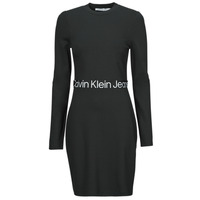 Vêtements Femme Robes courtes Calvin Klein Jeans LOGO ELASTIC MILANO LS DRESS 