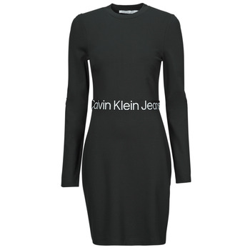 Vêtements Femme Robes courtes Calvin Klein Jeans LOGO ELASTIC MILANO LS DRESS 