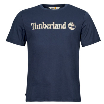 Kleidung Herren T-Shirts Timberland Camo Linear Logo Short Sleeve Tee Marineblau