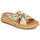 Schuhe Damen Pantoffel FitFlop F-Mode Leather-Twist Flatform Slides (Cork Wrap) Golden / Braun,