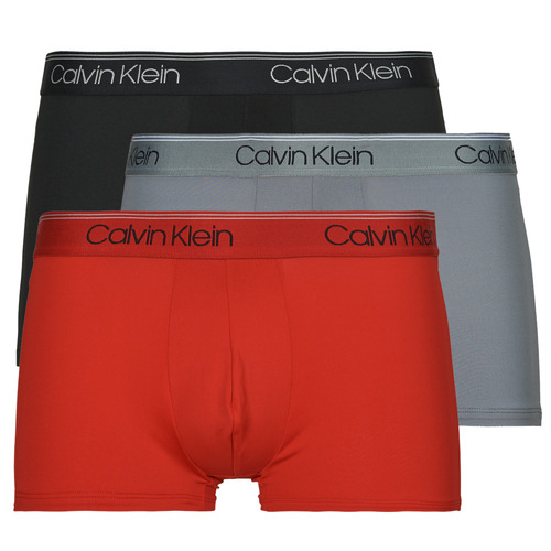 Unterwäsche Herren Boxer Calvin Klein Jeans LOW RISE TRUNK 3PK X3 Rot / Grau