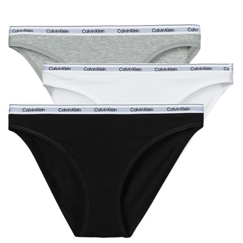 Unterwäsche Damen Damenslips Calvin Klein Jeans BIKINI 3PK X3 Grau / Weiß