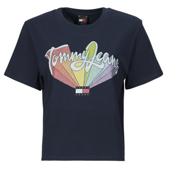 Kleidung Damen T-Shirts Tommy Jeans TJW BXY RAINBOW FLAG TEE Marineblau