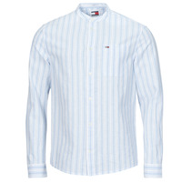 Kleidung Herren Langärmelige Hemden Tommy Jeans TJM MAO STRIPE LINEN BLEND SHIRT Weiß / Blau