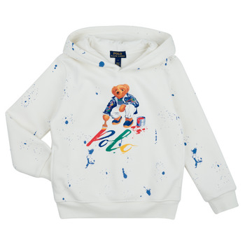Kleidung Kinder Sweatshirts Polo Ralph Lauren BEAR PO HOOD-KNIT SHIRTS-SWEATSHIRT Weiß / Bunt
