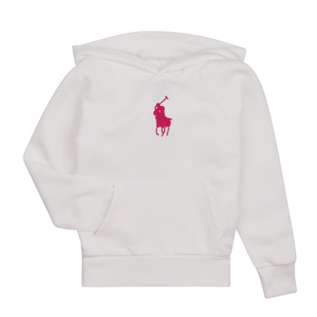 Kleidung Mädchen Sweatshirts Polo Ralph Lauren BIG PP PO HD-KNIT SHIRTS-SWEATSHIRT Weiß / Pink