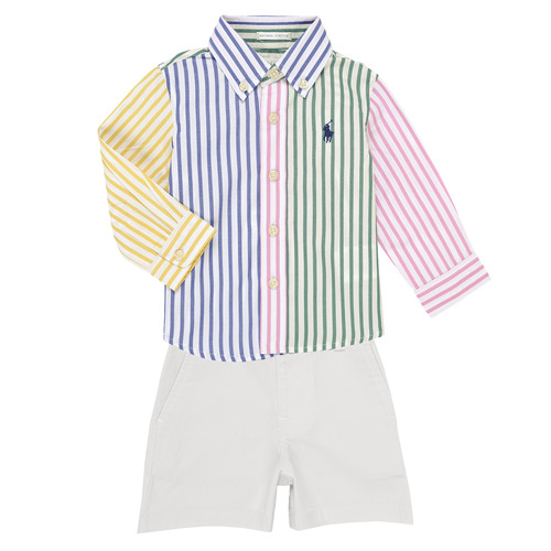 Kleidung Jungen Kleider & Outfits Polo Ralph Lauren LS BD FNSHRT-SETS-SHORT SET Bunt
