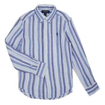Kleidung Jungen Langärmelige Hemden Polo Ralph Lauren  Blau / Weiß / Blau