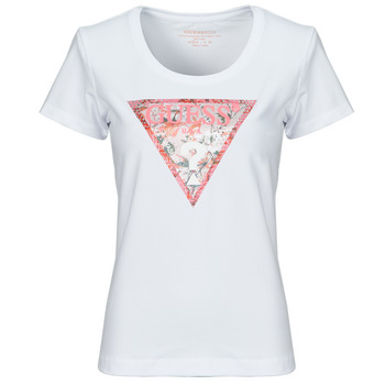 Vêtements Femme T-shirts manches courtes Guess RN SATIN TRIANGLE 