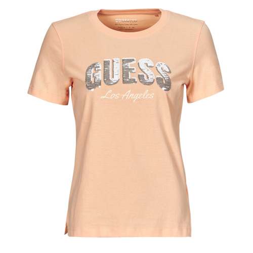 Vêtements Femme T-shirts manches courtes Guess SEQUINS LOGO TEE 