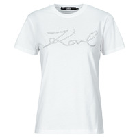 Kleidung Damen T-Shirts Karl Lagerfeld rhinestone logo t-shirt Weiß