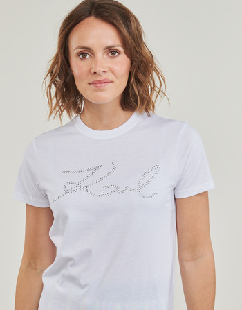 Karl Lagerfeld rhinestone logo t-shirt Weiß