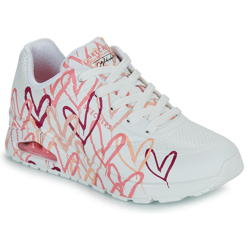 Schuhe Damen Sneaker Low Skechers UNO GOLDCROWN - SPREAD THE LOVE Weiß / Rot