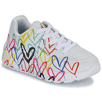 Schuhe Mädchen Sneaker Low Skechers UNO LITE - GOLDCROWN SPREAD THE LOVE Weiß / Bunt