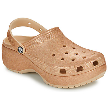 Schuhe Damen Pantoletten / Clogs Crocs Classic Platform Glitter ClogW Beige